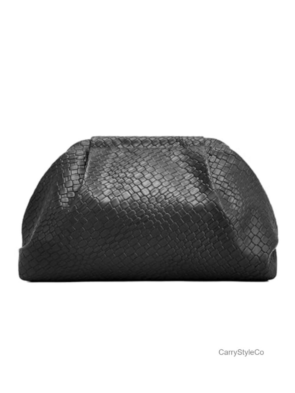 Woven Vegan Leather Dumpling Clutch Evening Bag Cosmetic Pouch